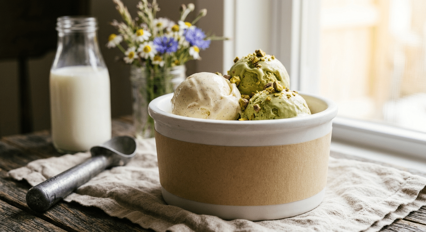 Pot de crème glacée à la marque de la ferme