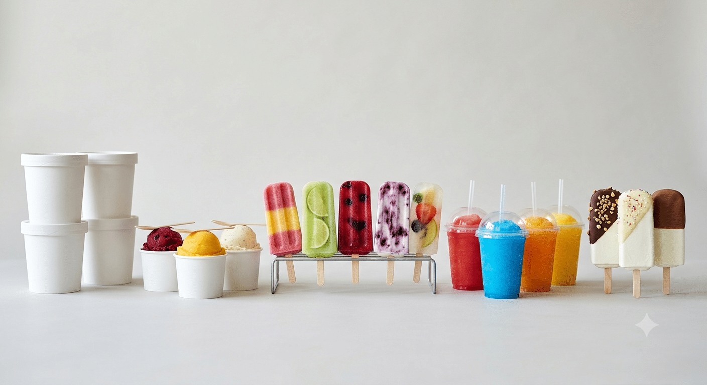 Gamme de glaces, sorbets, sucettes et bâtonnets à votre marque