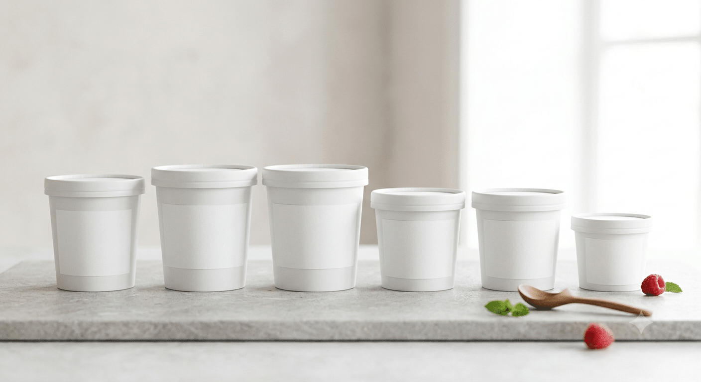 Pots de glace vierges prêts pour votre marque