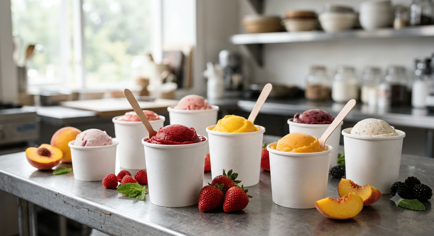 Sorbets et glaces artisanales en pots, à votre marque