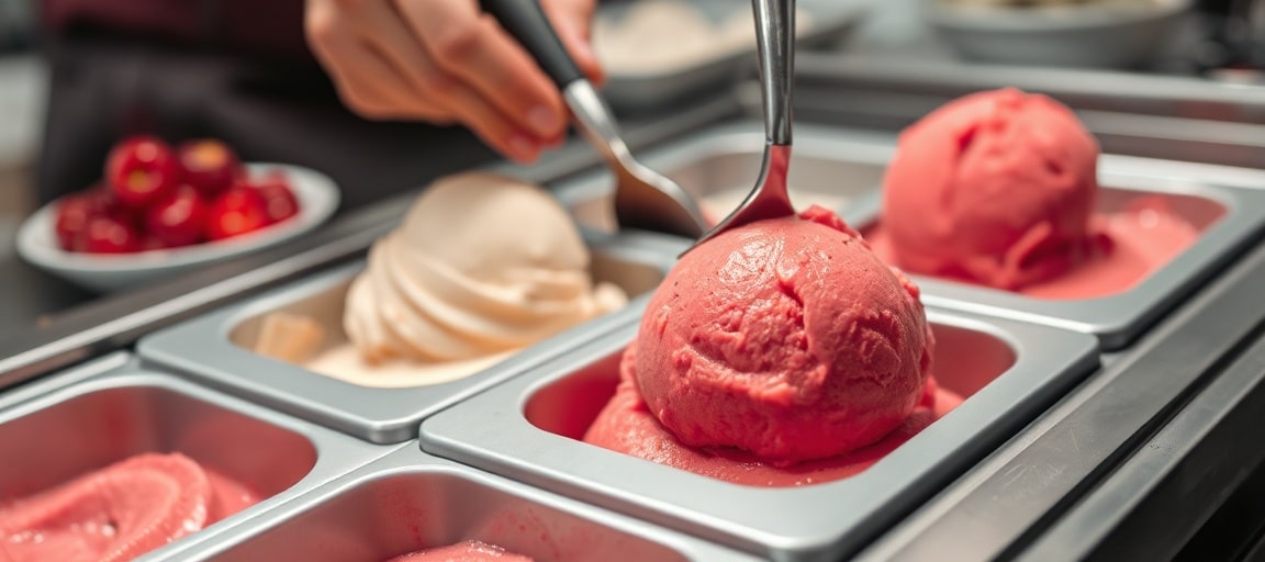 atelier glacier en Auvergne : sorbet cerise a facon