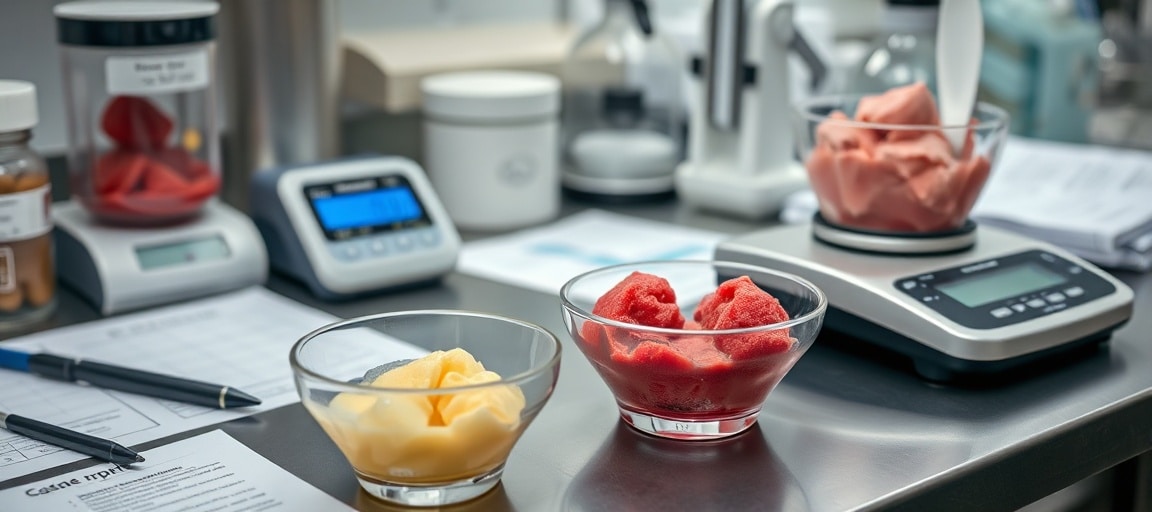 fabrication artisanale : echantillons mise au point glace