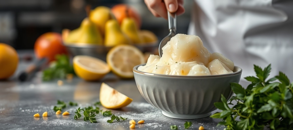 atelier glacier en Auvergne : sorbet poire a facon